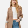 Blazer Ajusté à Effet Bord à Bord