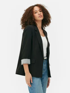 Blazer Ajusté à Effet Bord à Bord