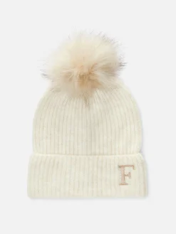 Bonnet à Pompon Avec Initiale Brodée