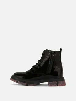 Bottes En Simili Cuir Verni à Semelles Scintillantes
