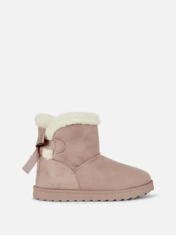 Bottines à Doublure Duveteuse Et Nœud Au Dos