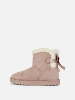 Bottines à Doublure Duveteuse Et Nœud Au Dos