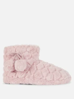 Bottines Duveteuses à Pompons