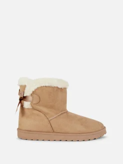 Bottines En Fausse Fourrure Avec Nœud