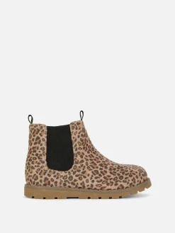 Bottines Zippées à Motif Léopard