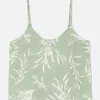 Caraco De Pyjama En Satin à Motif Feuilles