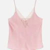 Caraco De Pyjama En Satin Avec Finitions En Dentelle