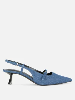 Chaussures En Jean à Talon Bas Et Boucle