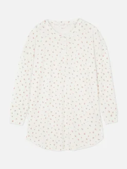 Chemise De Nuit En Maille Pointelle Florale