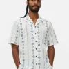 Chemise Froissée à Manches Courtes Et Motif Géométrique