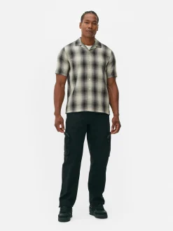 Chemise Texturée à Carreaux Et à Manches Courtes