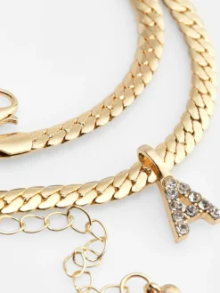 Collier Chaîne Serpent Avec Initiale En Strass
