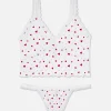 Ensemble Caraco Et String En Pointelle à Motifs Sans Couture