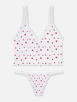 Ensemble Caraco Et String En Pointelle à Motifs Sans Couture
