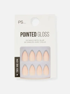 Faux Ongles Brillants Pailletés à Bout Pointu PS...