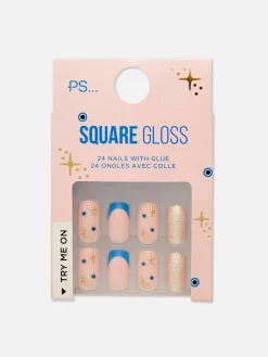 Faux Ongles Pointus Et Glossy à Paillettes PS...