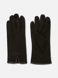 Gants En Maille Point De Rome à Finitions En Simili Cuir
