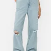 Jean Denim Ample à Effet Vieilli