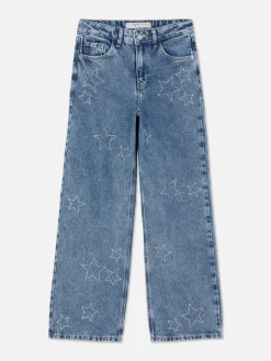 Jean Denim Large Avec Motif étoile à Strass