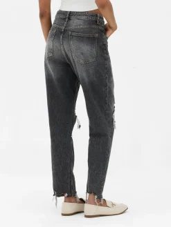 Jean Mom En Denim Déchiré