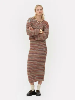 Jupe Mi-longue En Tricot Rayé Rita Ora à Coordonner