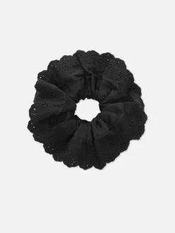 Large Chouchou Cheveux En Broderie Anglaise