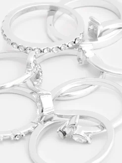 Lot De 8 Bagues à Initiale Et Strass
