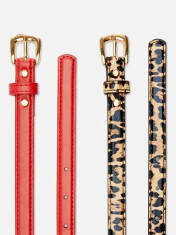 Lot De 2 Ceintures Skinny En Simili Cuir