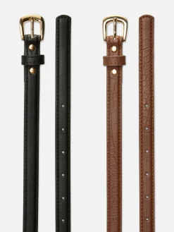 Lot De 2 Ceintures Skinny En Simili Cuir