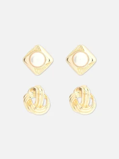 Lot De 2 Clous D'oreilles Nœud Et Fausse Perle