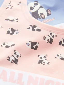 Lot De 2 Débardeurs Courts à Message Et à Motif Panda