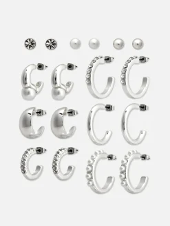 Lot De 9 Paires De Clous D'oreilles Et Créoles