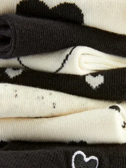 Lot De 7 Paires De Socquettes Monochromes à Cœurs
