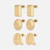Lot De 3 paires De Clous D'oreilles Sculpturaux