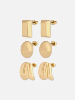 Lot De 3 paires De Clous D'oreilles Sculpturaux