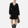 Mini Robe à Smocks Avec Col En V Et Liens à Nouer