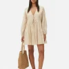 Mini Robe à Smocks Nouée Sur Le Devant