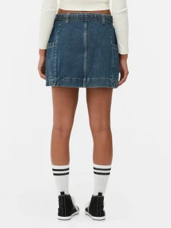 Mini-jupe Drapée En Denim