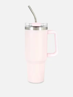 Mug Isotherme En Acier Inoxydable Avec Paille 1,13 l