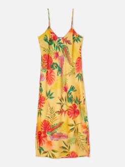 Nuisette En Satin à Imprimé Tropical