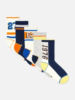 5 Paires De Socquettes Style Universitaire