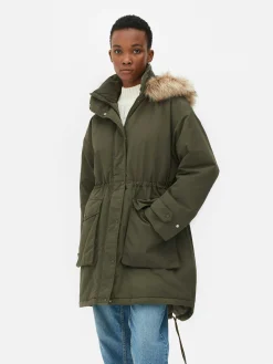 Parka à Capuche En Fausse Fourrure