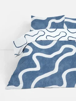 Parure De Lit King Size à Motif Ondulé Bleu Marine