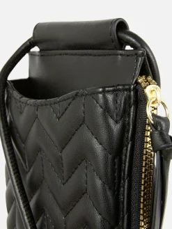 Pochette Pour Téléphone Zippée Et Matelassée à Chevrons