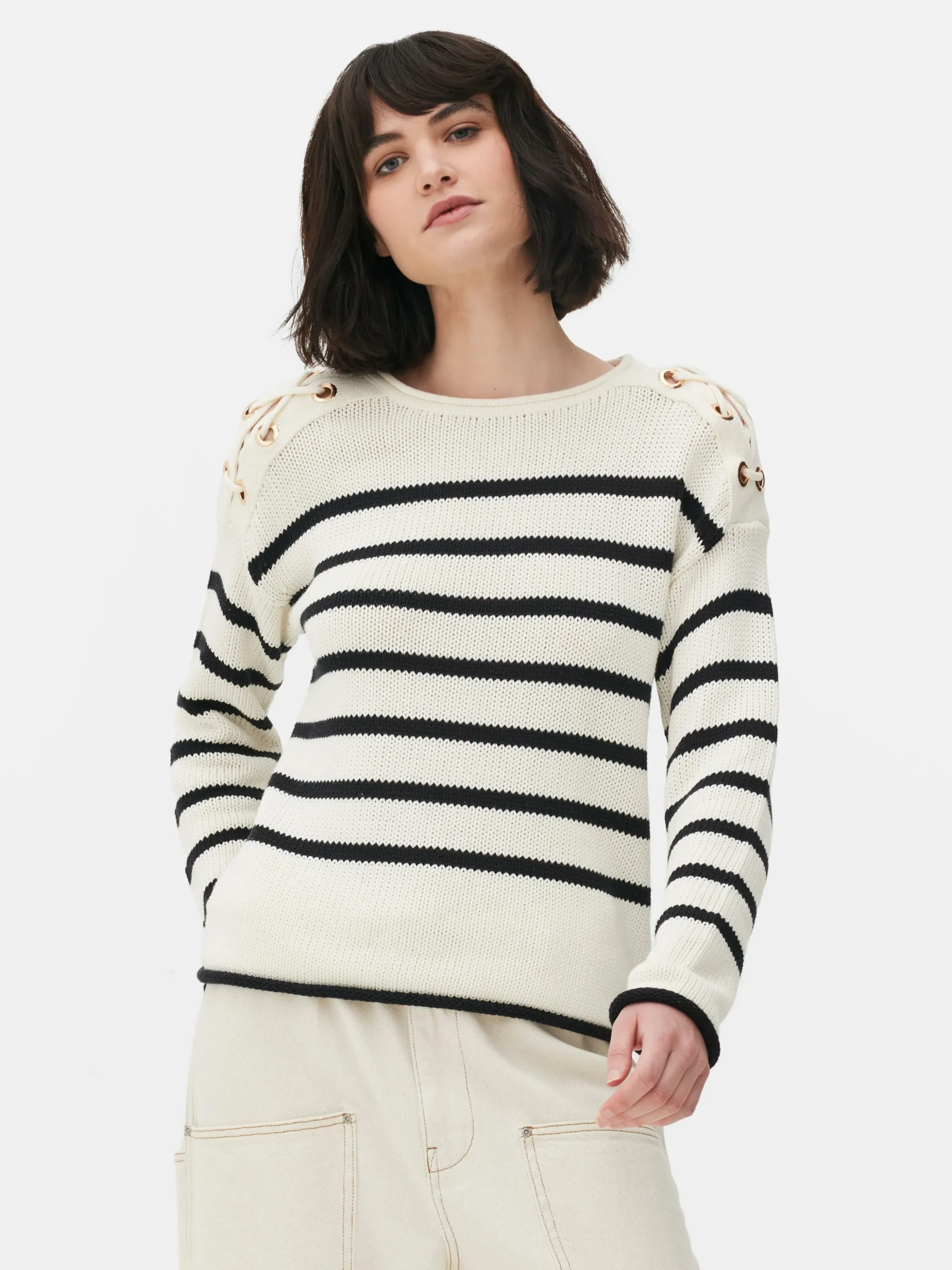 Pull à Rayures Et épaules En Treillage