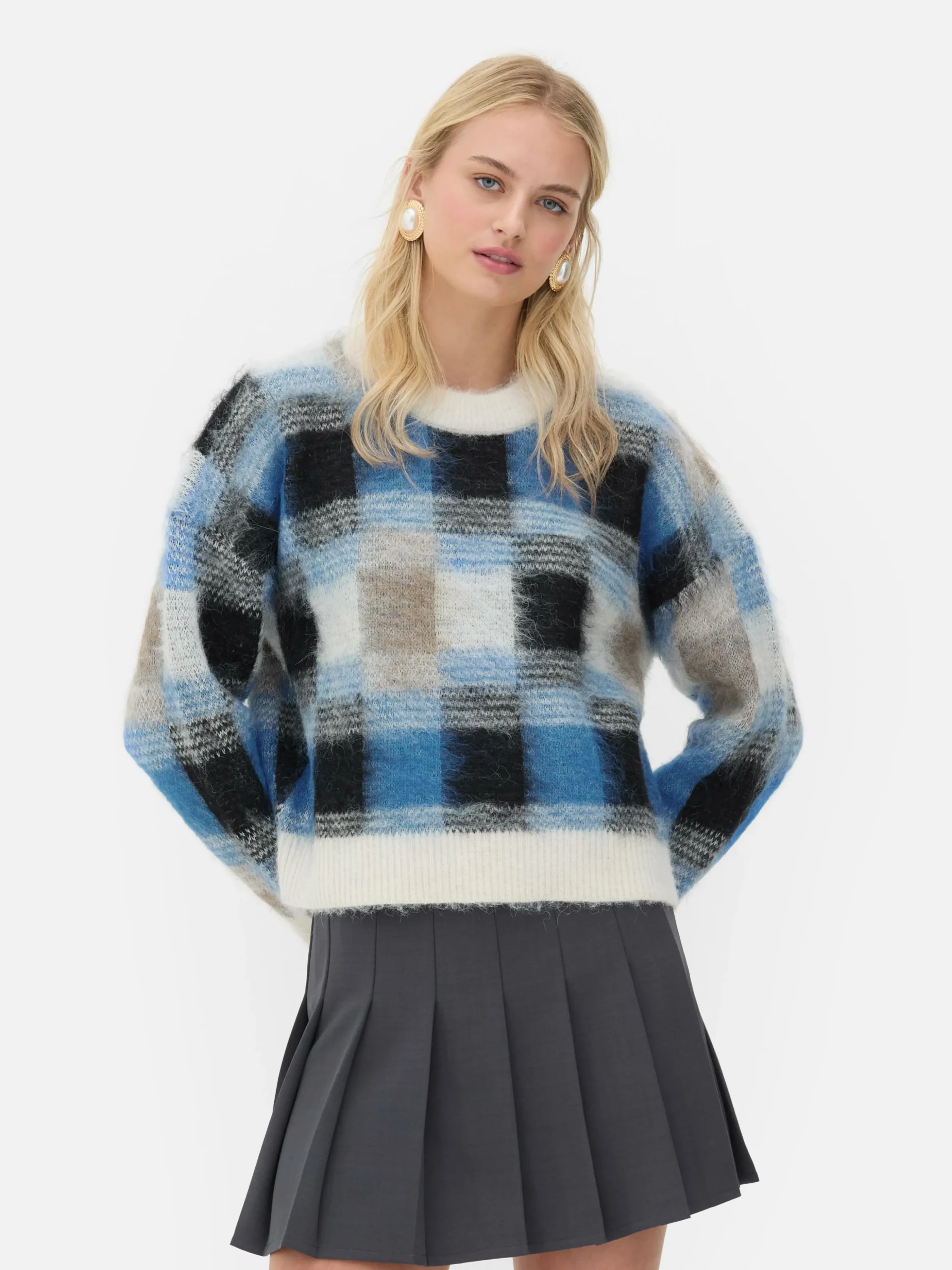Pull Brossé à Carreaux Rita Ora