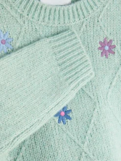 Pull En Maille à Fleurs Brodées