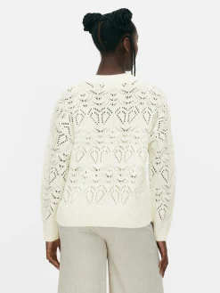 Pull En Maille Ajourée à Col Ras-du-cou