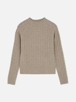 Pull En Maille Torsadée à Col Montant