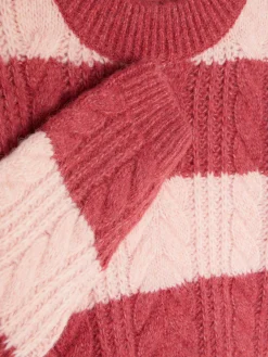 Pull En Maille Torsadée à Rayures